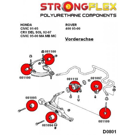 Buchsensatz Vorderachse Stabilisator und Koppelstange SPORT