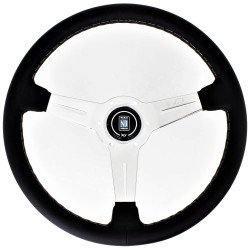 Nardi Classic Steering Wheel - Leather with Polished Spokes & Grey Stitching - 360mm