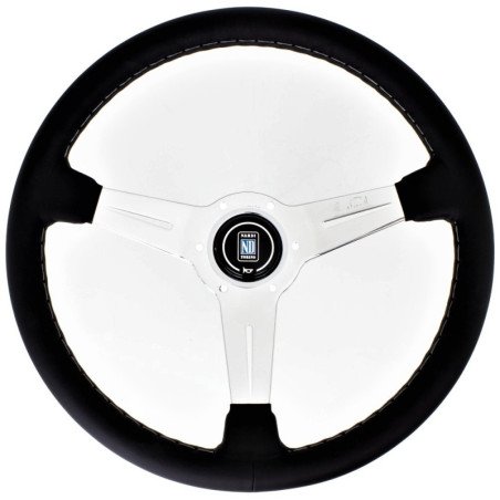 Nardi Classic Steering Wheel - Leather with Polished Spokes & Grey Stitching - 360mm