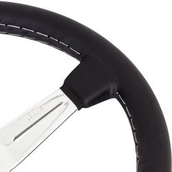 Nardi Classic Steering Wheel - Leather with Polished Spokes & Grey Stitching - 360mm