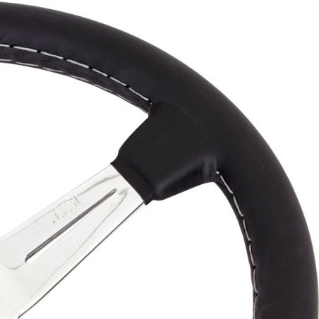 Nardi Classic Steering Wheel - Leather with Polished Spokes & Grey Stitching - 360mm