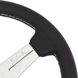 Nardi Classic Steering Wheel - Leather with Satin Spokes & Grey Stitching - 330mm