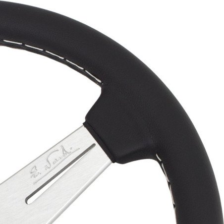 Nardi Classic Steering Wheel - Leather with Satin Spokes & Grey Stitching - 330mm