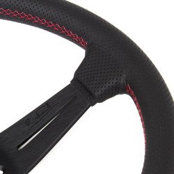 Nardi Deep Corn Steering Wheel - Perforated Leather with Black Spokes & Red Stitching