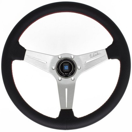 Nardi Deep Corn Steering Wheel - Perforated Leather with Polished Spokes & Red Stitching