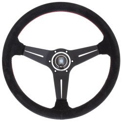 Nardi Deep Corn Steering Wheel - Suede with Black Spokes & Red Stitching