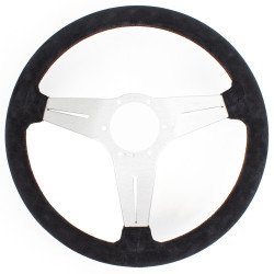 Nardi Deep Corn Steering Wheel - Suede with Satin Spokes & Red Stitching - 350mm