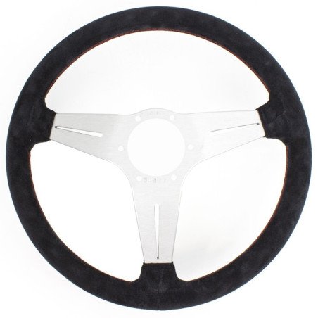 Nardi Deep Corn Steering Wheel - Suede with Satin Spokes & Red Stitching - 350mm